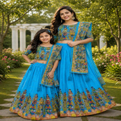 Mother & Daughter Chinnon Lehenga Choli Set with Dupatta